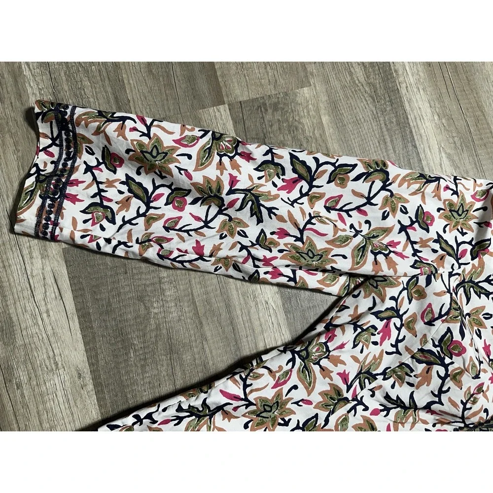 Tory Burch Women's Printed 3/4 Sleeve Tunic Mini Dress‎ Floral Size 12